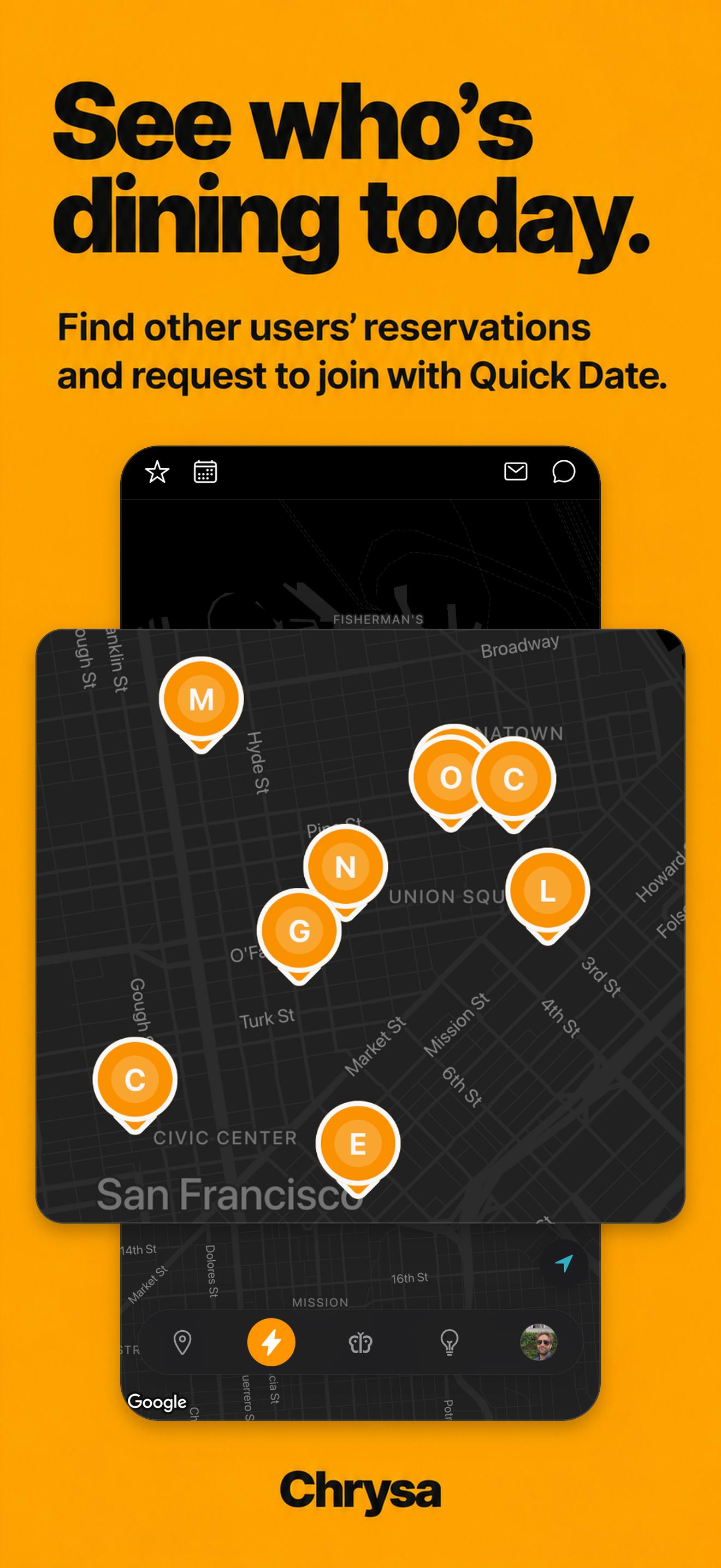Quick Date map with same-day invitations