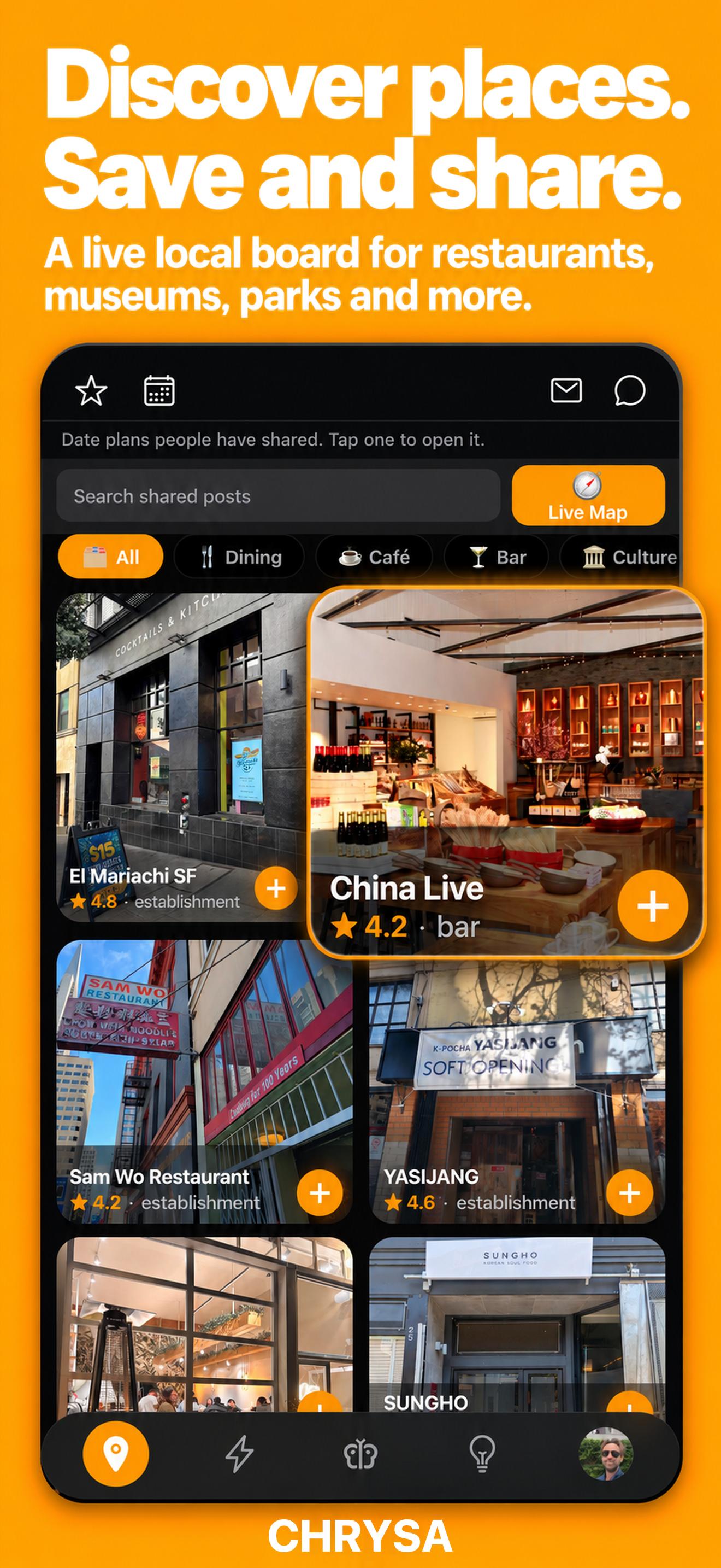 Venue Board中的餐厅与出行地点